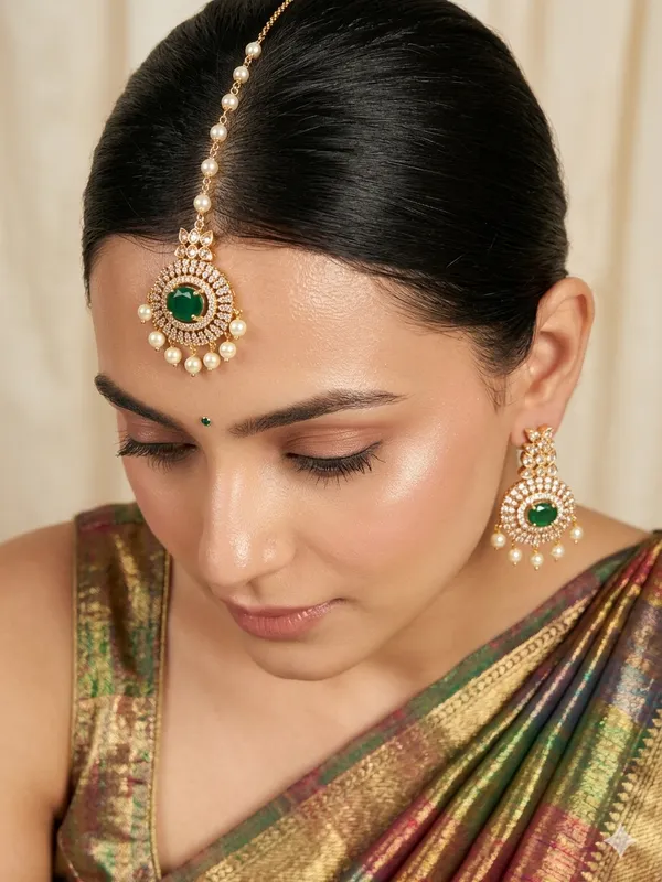 Emerald_Maang_Tikka_with_Matching_Earrings_Set