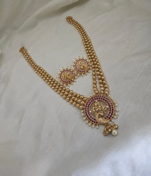 Antique_Peacock_Motif_Layered_Long_Necklace_Set