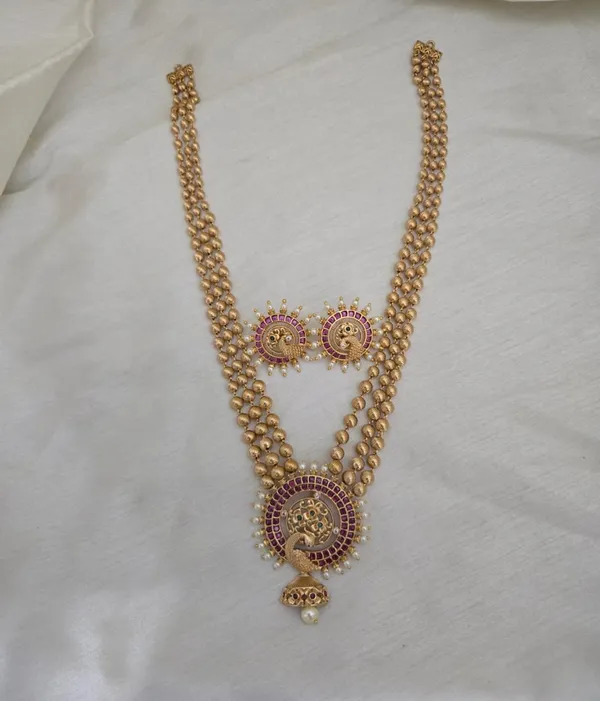 Antique_Peacock_Motif_Layered_Long_Necklace_Set