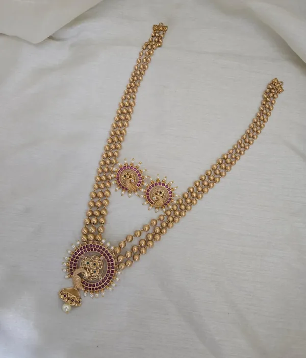 Antique_Peacock_Motif_Layered_Long_Necklace_Set