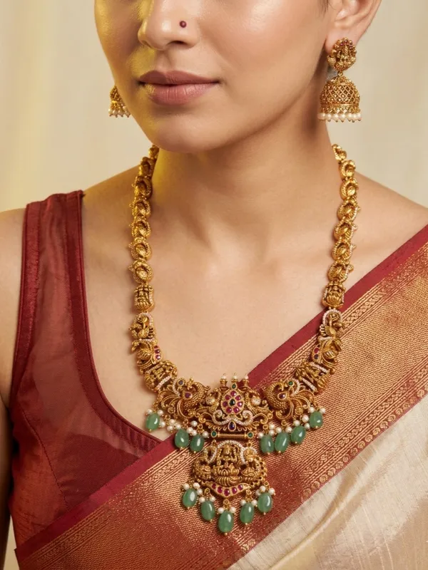 Majestic_Peacock_Lakshmi_Antique_Long_Haram_Set