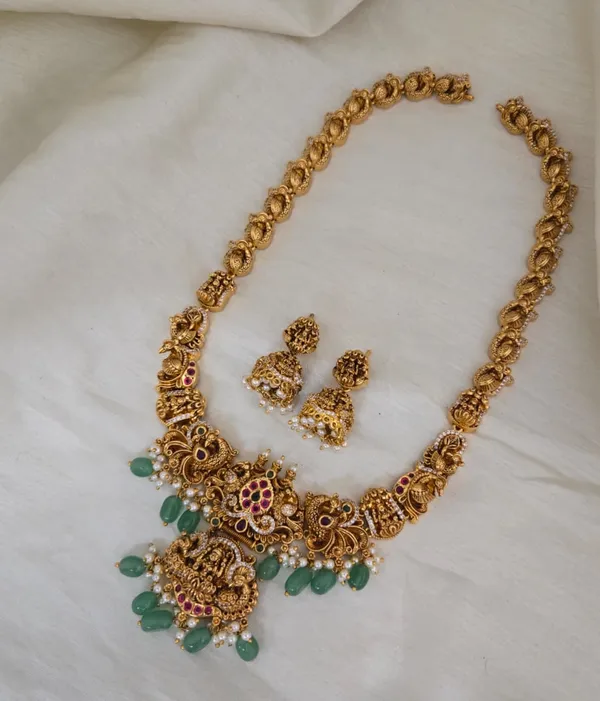 Majestic_Peacock_Lakshmi_Antique_Long_Haram_Set