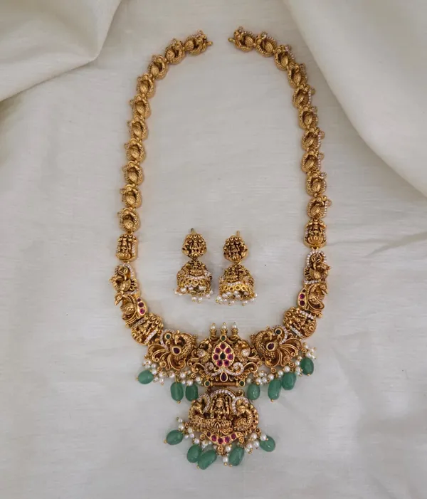 Majestic_Peacock_Lakshmi_Antique_Long_Haram_Set