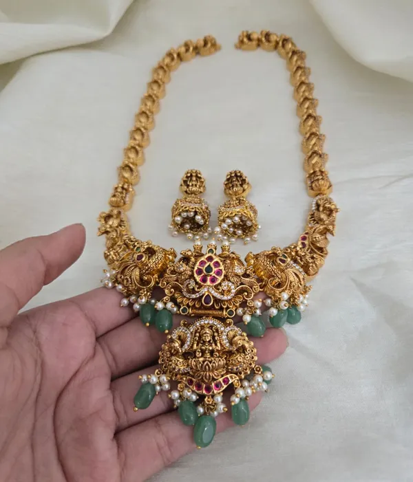Majestic_Peacock_Lakshmi_Antique_Long_Haram_Set