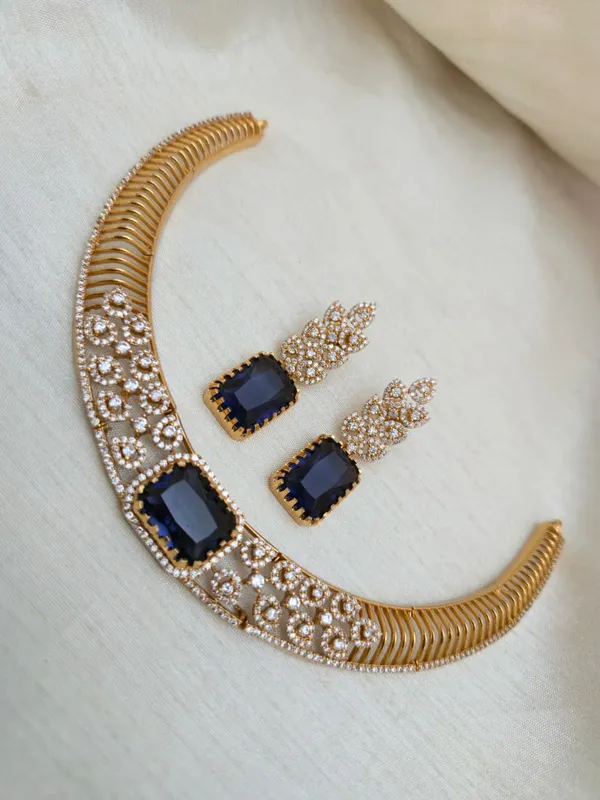 Royal_Blue_CZ_Statement_Choker_Necklace_Set