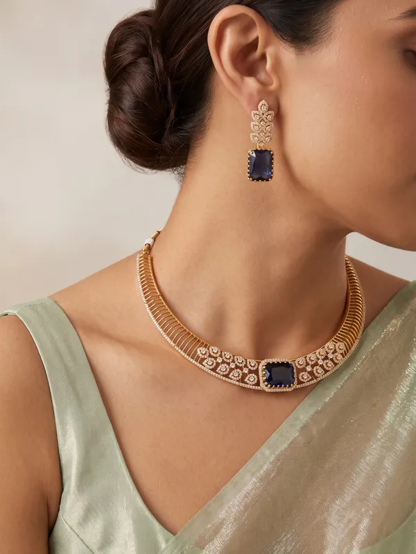 Royal_Blue_CZ_Statement_Choker_Necklace_Set