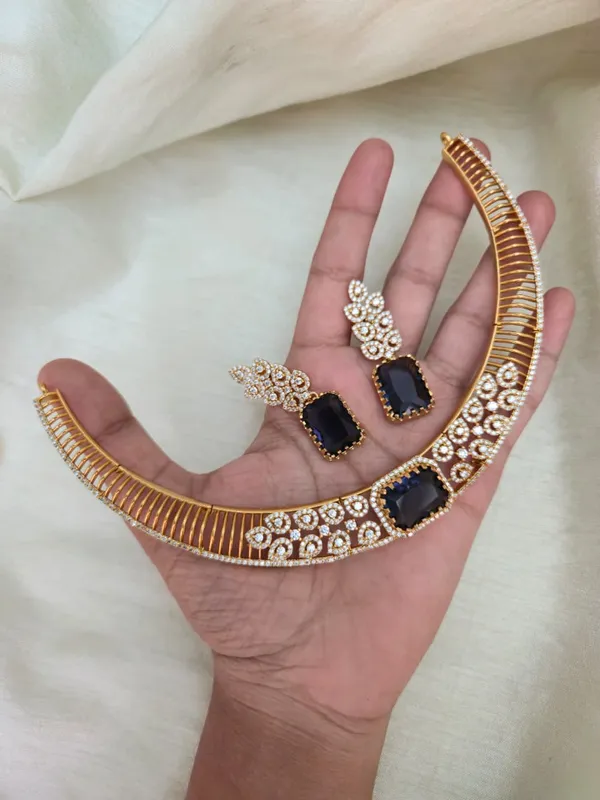 Royal_Blue_CZ_Statement_Choker_Necklace_Set