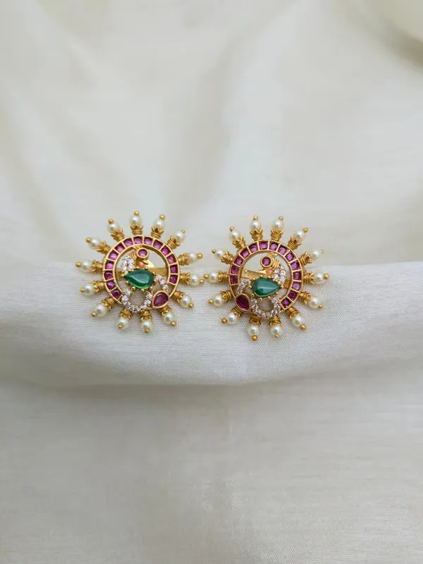 Piyal_Kundan_Floral_Pearl_Stud_Earrings