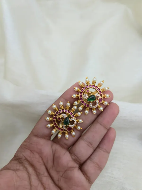 Piyal_Kundan_Floral_Pearl_Stud_Earrings