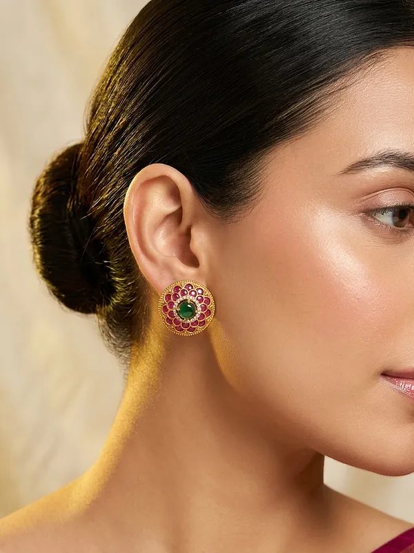 Naira_Floral_Pearl_Temple_Stud_Earrings