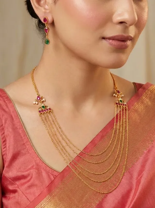 Pink_Green_Multi-Layer_Necklace_Set