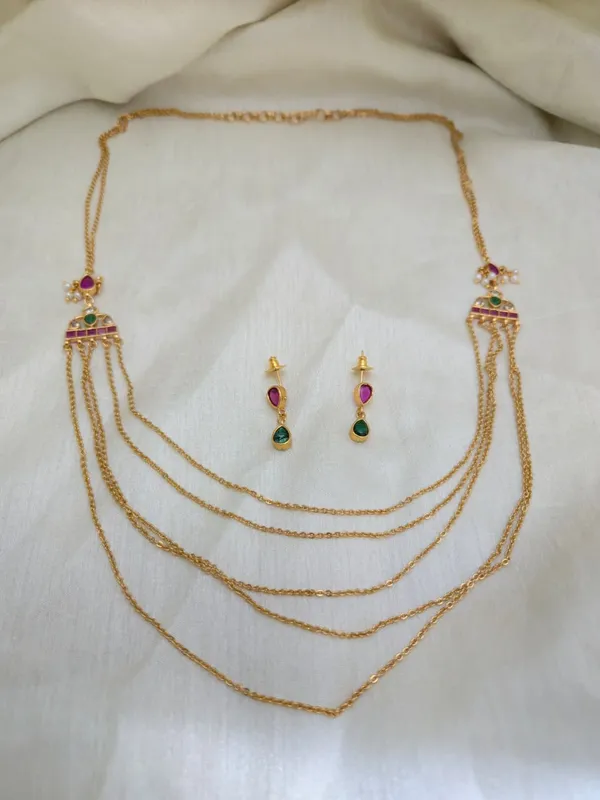 Pink_Green_Multi-Layer_Necklace_Set