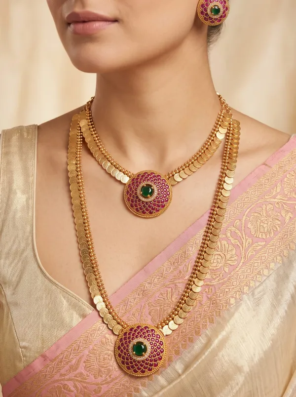 Kempu_Coin_Short_&_Long__Necklace_Set