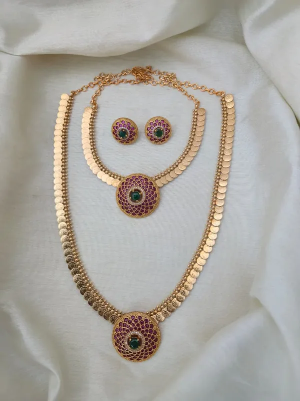 Kempu_Coin_Short_&_Long__Necklace_Set