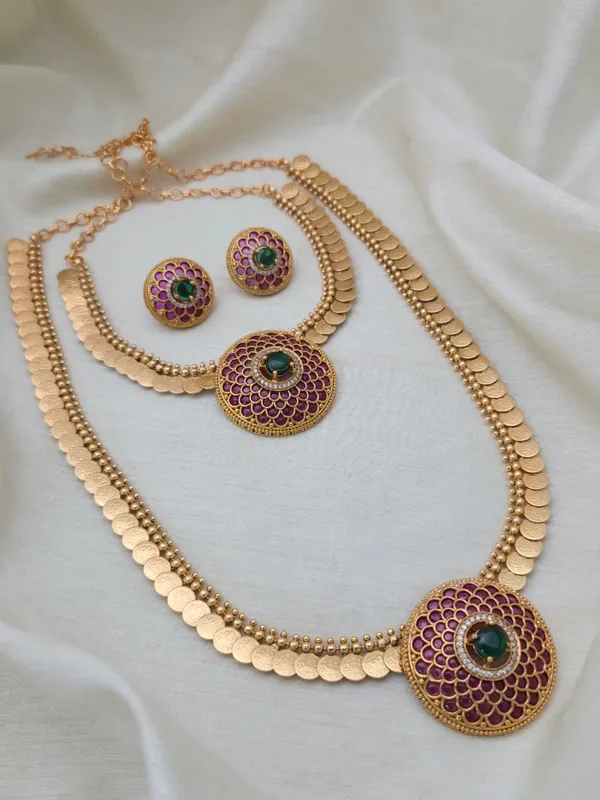 Kempu_Coin_Short_&_Long__Necklace_Set