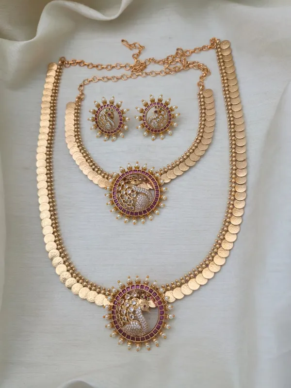 Vaidehi_Kaasu_Short_&_Long_Necklace_Set
