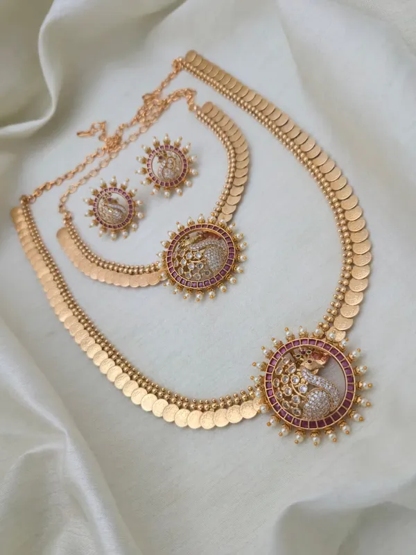 Vaidehi_Kaasu_Short_&_Long_Necklace_Set