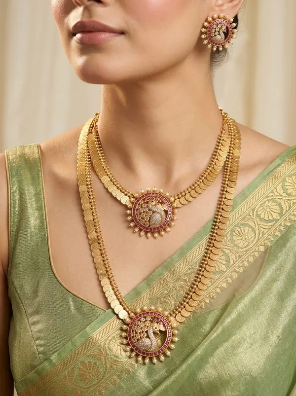 Vaidehi_Kaasu_Short_&_Long_Necklace_Set