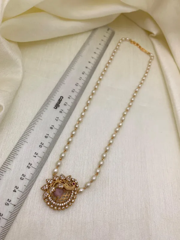 Latest_Peacock_design_Single_line_Pearl_Necklace