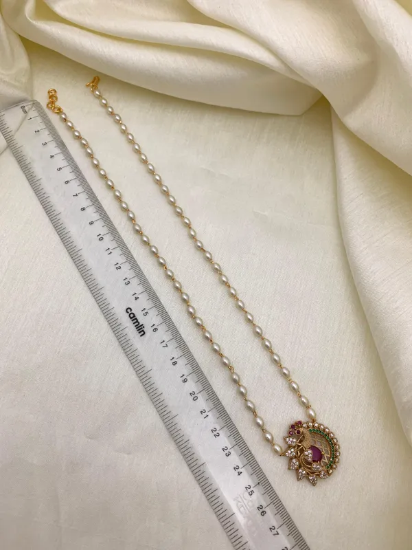 Latest_Peacock_design_Single_line_Pearl_Necklace