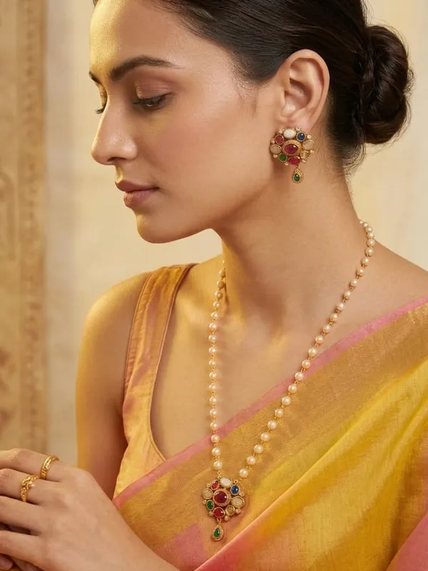 Navratna_Floral_Pearl_Necklace_Set