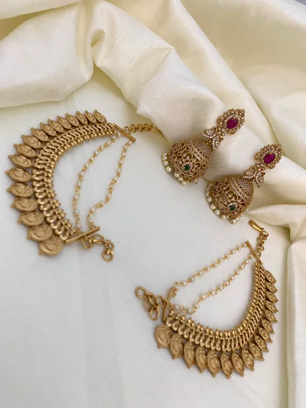 Peacock_design_matte_finish_Coin_Mattel_with_Jhumka