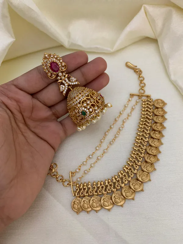Peacock_design_matte_finish_Coin_Mattel_with_Jhumka