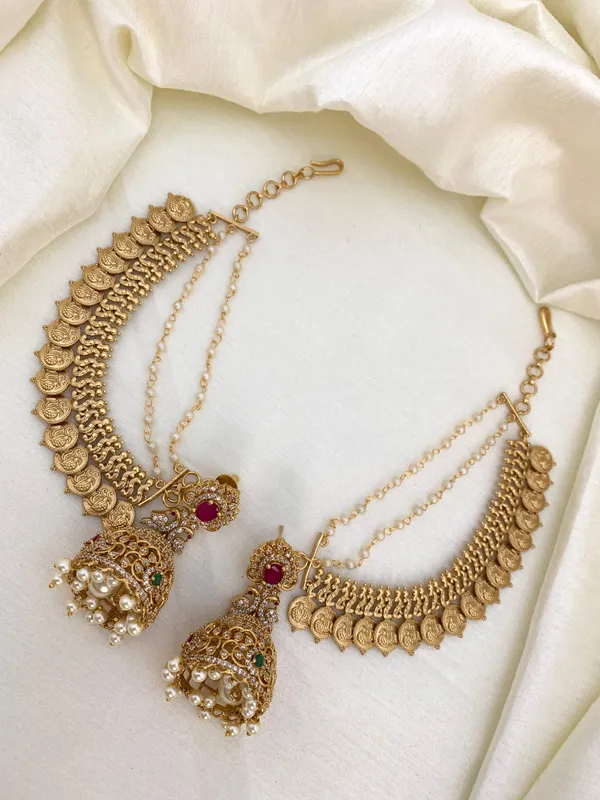Peacock_design_matte_finish_Coin_Mattel_with_Jhumka