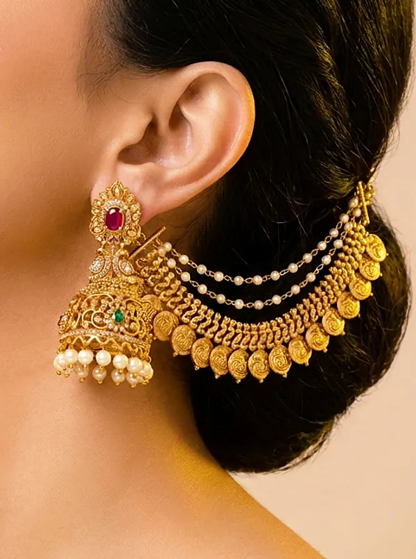 Peacock_design_matte_finish_Coin_Mattel_with_Jhumka