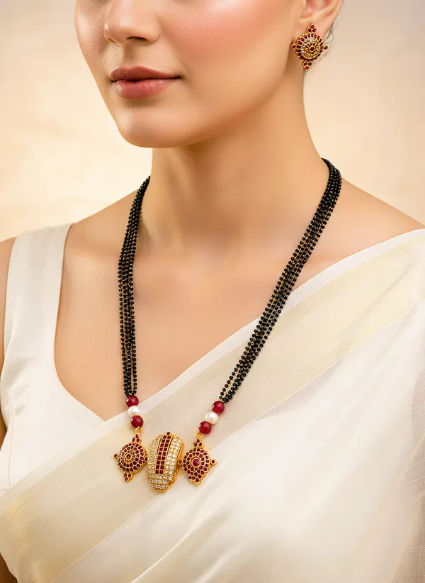 Antique_matte_finish_ad_stone_Mangalsutra