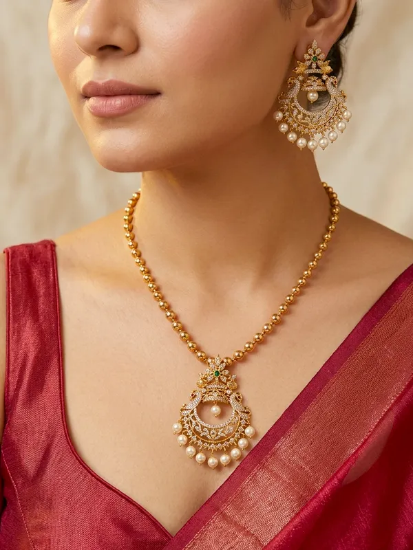 DIYA__GOLD_BALL__CHAIN_PENDENT_SET
