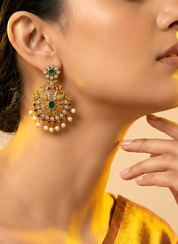 South_Indian_Ad_stone_Matte_Earring