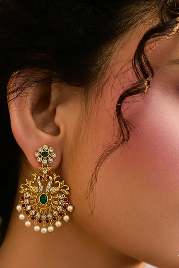 South_Indian_Ad_stone_Matte_Earring