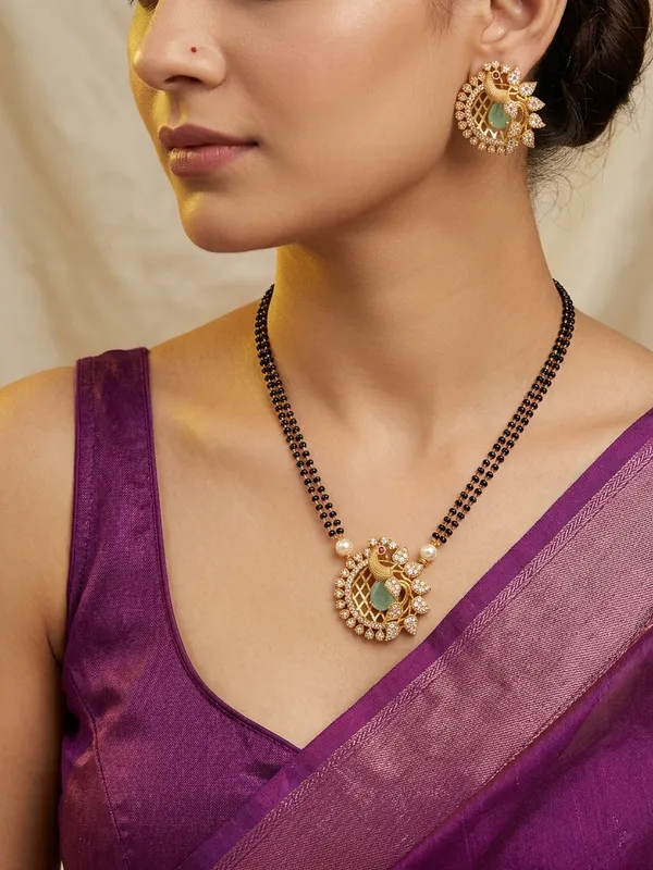 Ethnic_Peacock_design_Mangalsutra_with_Matching_Earring