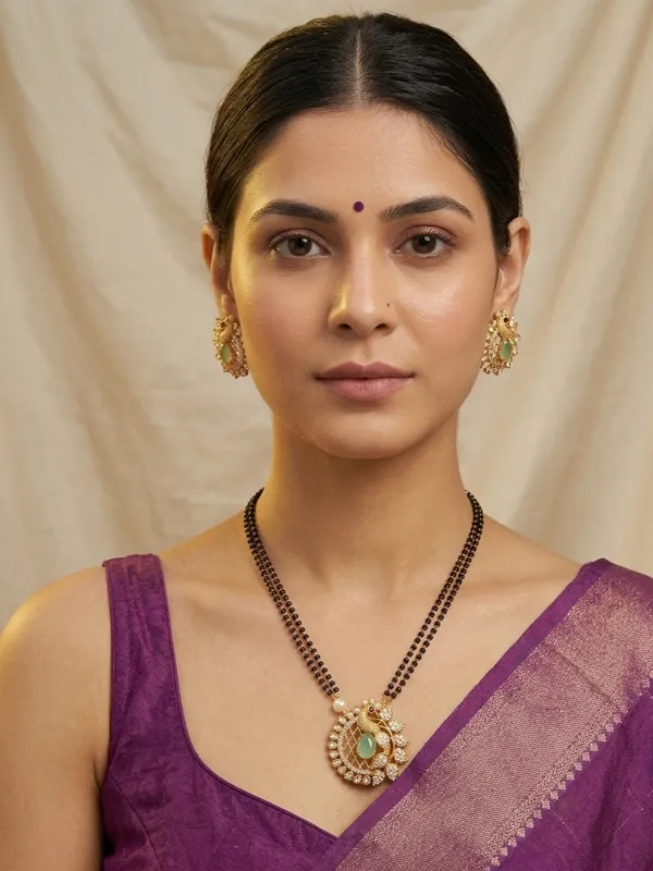 Ethnic_Peacock_design_Mangalsutra_with_Matching_Earring