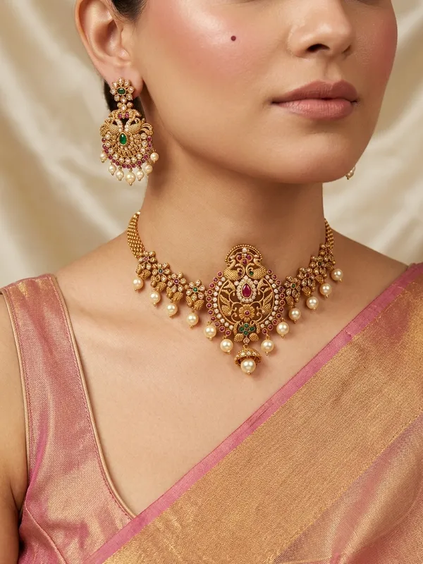 Exclusive_Peacock_design_high_neck_Chokerset