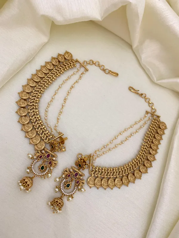 Peacock_design_matte_finish_Coin_Mattel_with_Earring