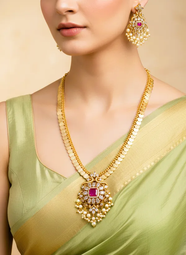 RUBY-_DIAMOND_LONG_COIN_NECKLACE_SET