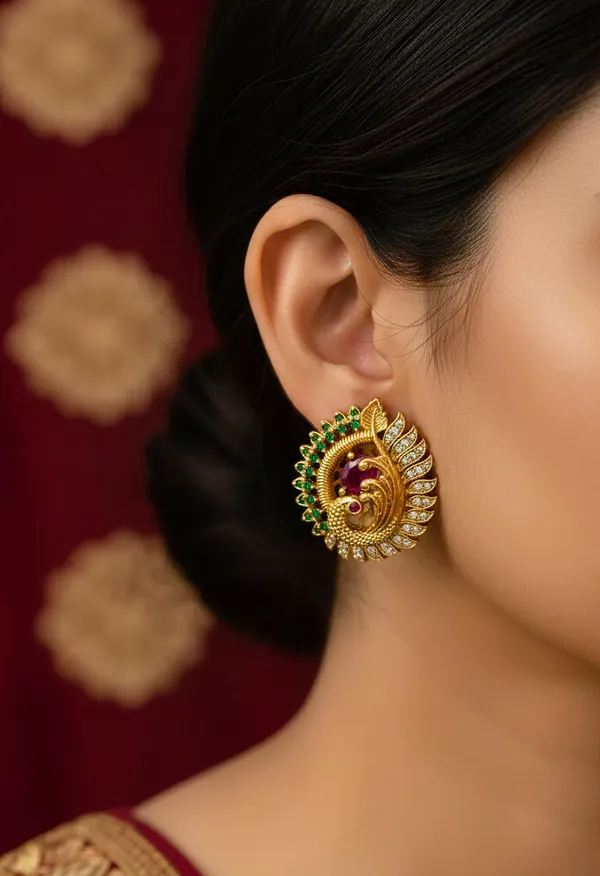 Peacock_Antique_Stud_Earrings