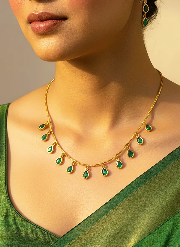 Minimal_Green_Drop_Necklace_set