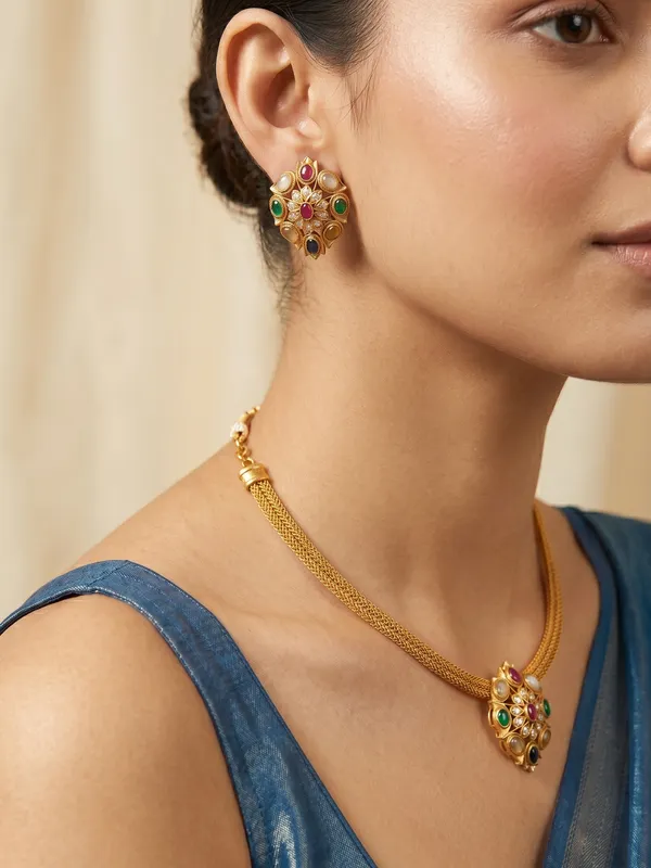 Trendy_Navratan_Chain_style_Necklace_set
