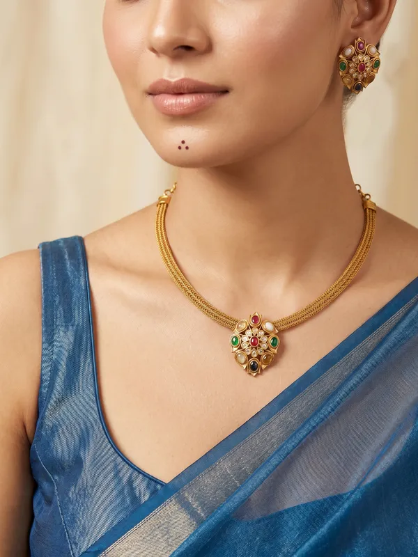 Trendy_Navratan_Chain_style_Necklace_set