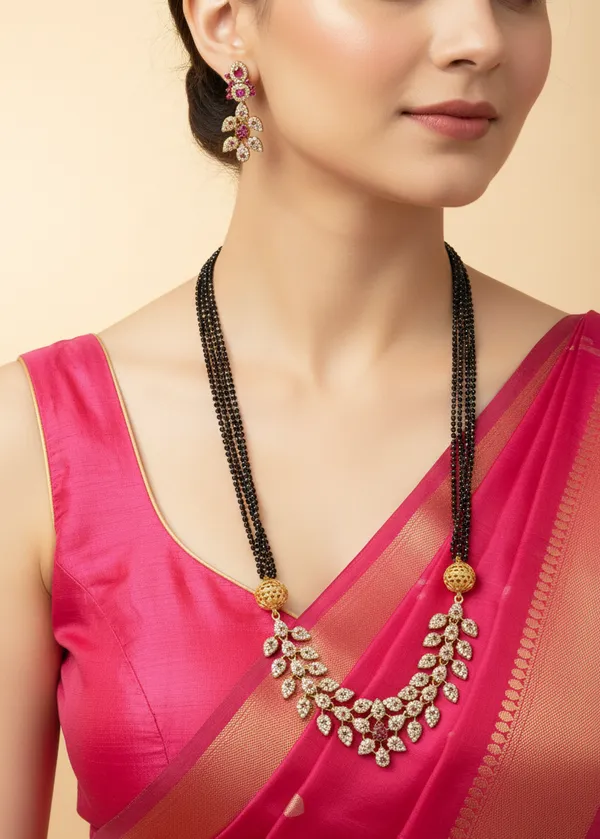 Ethnic_Ad_Matte_Leaf_Pendant_Mangalsutra_set