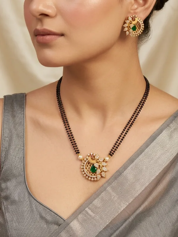 Ethnic_Peacock_design_Mangalsutra_with_Matching_Earring