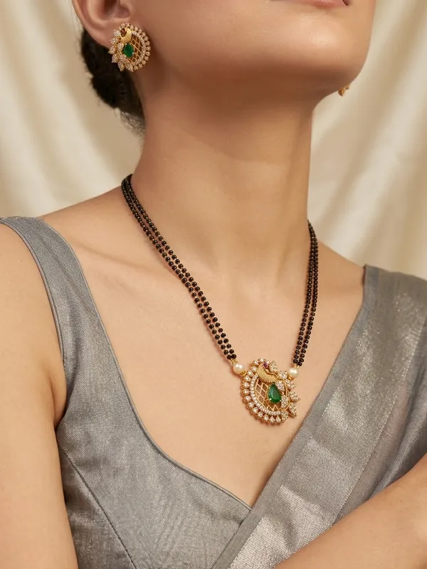 Ethnic_Peacock_design_Mangalsutra_with_Matching_Earring