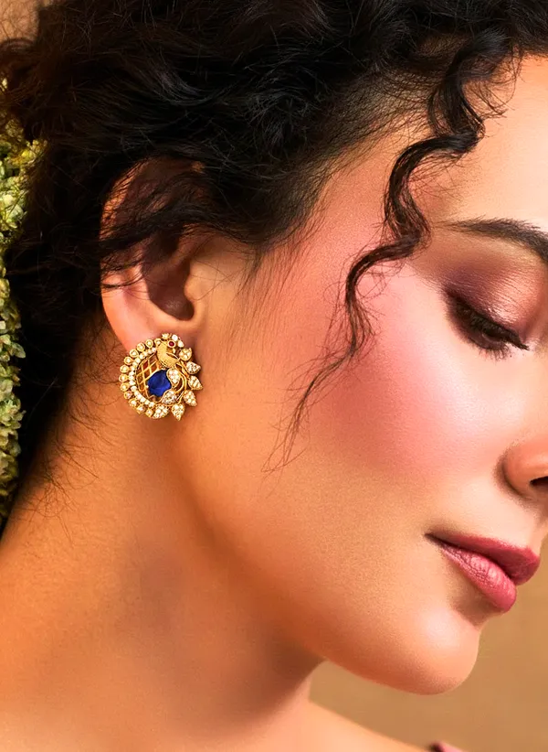 Peacock_Antique_Stud_Earrings