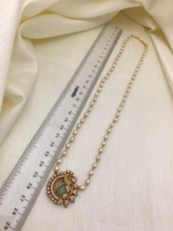 Latest_Peacock_design_Single_line_Pearl_Necklace