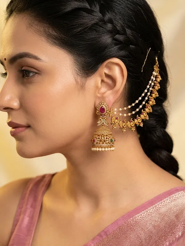 Peacock_design_matte_finish_Mattel_with_Jhumka