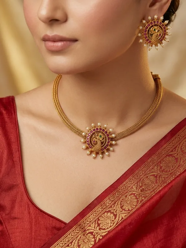 Trendy_Kemp_Peacock_Pendant_Chain_style_Necklace_set