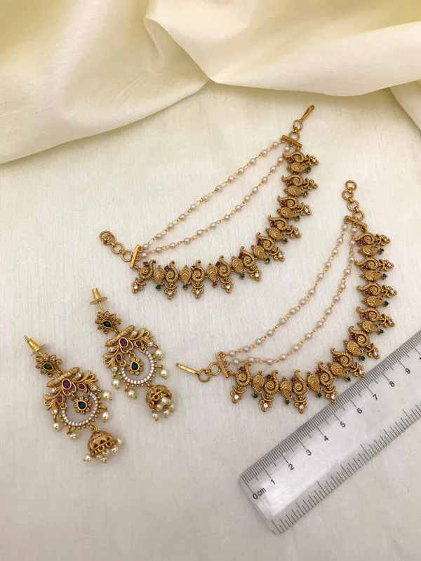 Peacock_design_matte_finish_Mattel_with_Earring